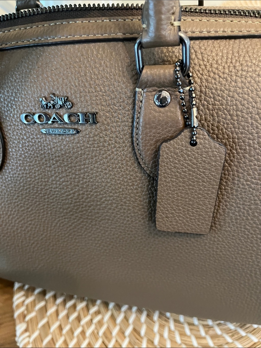 Coach Brown Pebbled Leather Satchel - Picture 15 of 16